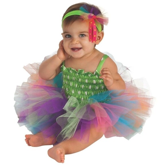 Infant Rainbow Tutu Dress Costume 6-9 Months Baby Girl Halloween Outfit Cute - Picture 1 of 4